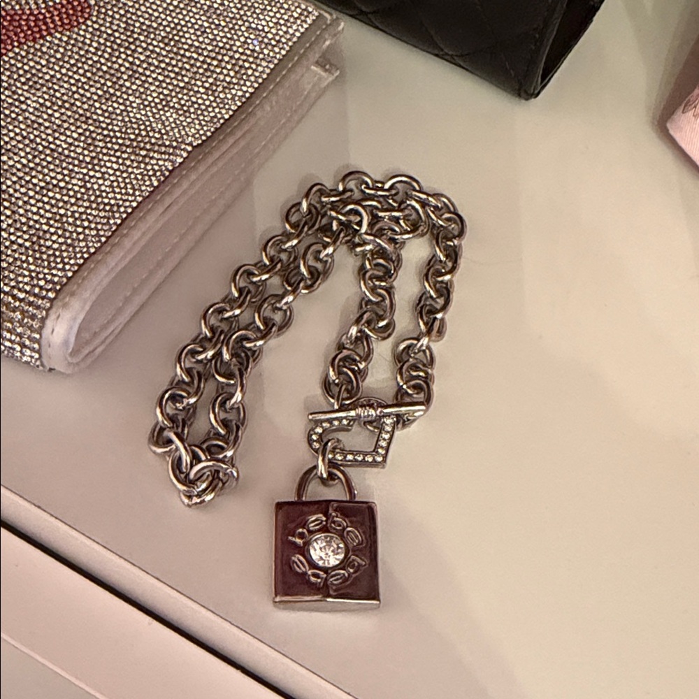 Bebe Lock Chain Necklace